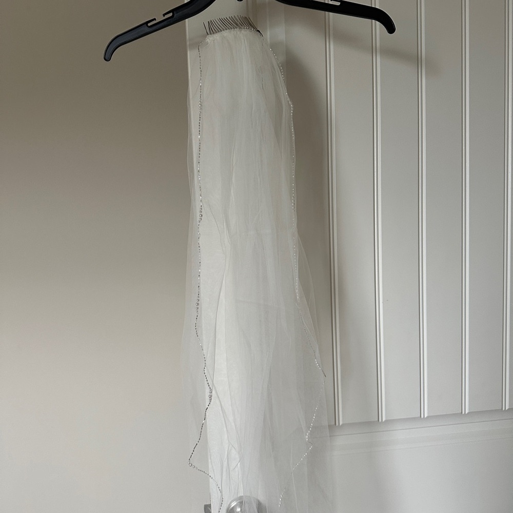 Elegant White Beaded Wedding Veil